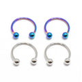 Anodized Surgical Steel 18 Gauge Horseshoe Circular Barbell - 4 Pack
