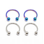 Anodized Surgical Steel 18 Gauge Horseshoe Circular Barbell - 4 Pack