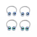 Surgical Steel 18G Horseshoe Barbell Anodized Stripe Balls - 4 Pack