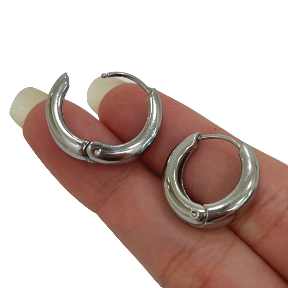 Surgical Steel Wide Chunky Huggie Hoops 18 Gauge 12mm - Pair - photo 3