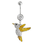 Surgical Steel 14 Gauge Humming Bird Dangle Belly Button Ring