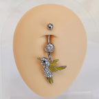 Surgical Steel 14 Gauge Humming Bird Dangle Belly Button Ring