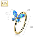 14 Karat Solid Gold Nose Ring 20 Gauge Bendable Hoop Butterfly - Kruelty - Photo 12