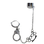 Surgical Steel Cartilage Ear Cuff Chain Dangle Earring & Brass Knuckle - Kruelty - Photo 6