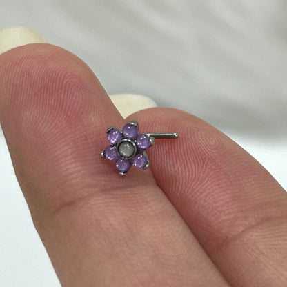 Surgical Steel 20 Gauge L-Bend Nose Stud with Stone Flower - photo 4