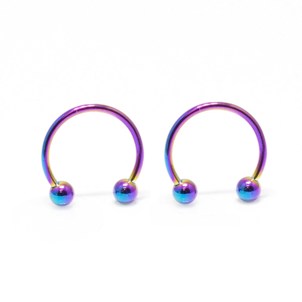 Anodized Surgical Steel 18 Gauge Horseshoe Circular Barbell - 4 Pack