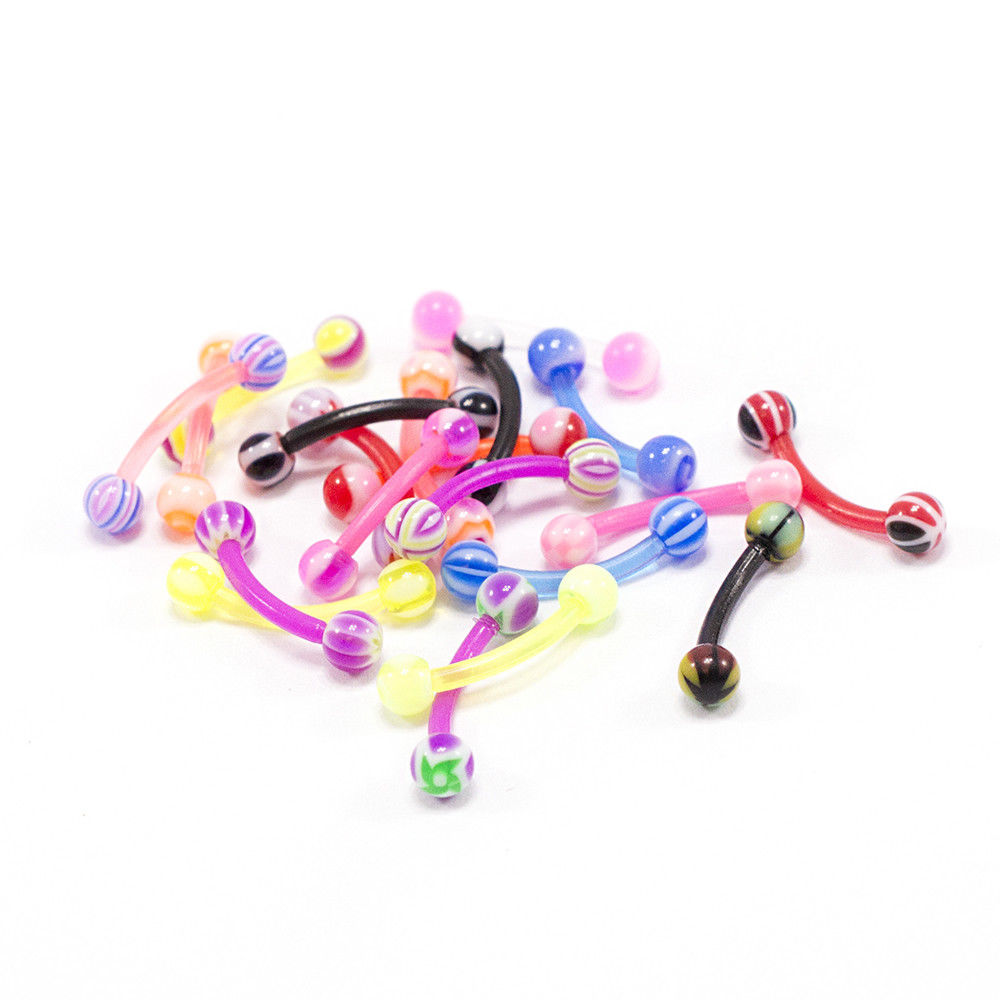 Flexible 16 Gauge Curved Barbells 8mm No Duplicates - 20 Pack