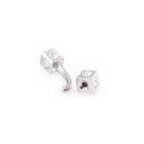 Surgical Steel 16G Box Design Curved Barbell Black & Clear CZ - Pair