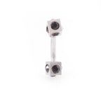Surgical Steel 16G Box Design Curved Barbell Black & Clear CZ - Pair