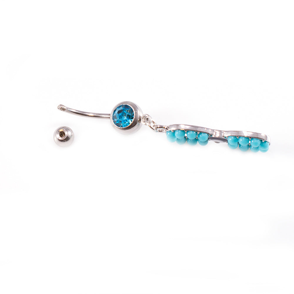 Surgical Steel 14 Gauge Belly Ring Infinite Love Evil Eye Aqua CZ - photo 3