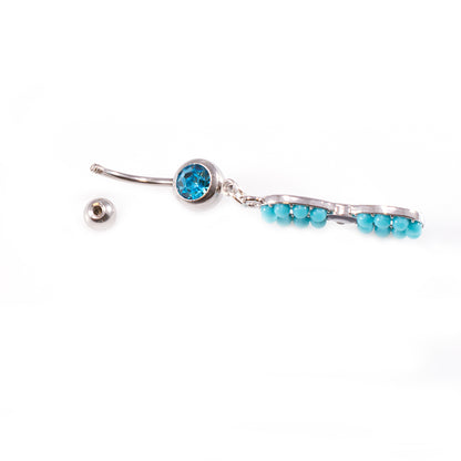 Surgical Steel 14 Gauge Belly Ring Infinite Love Evil Eye Aqua CZ - photo 3