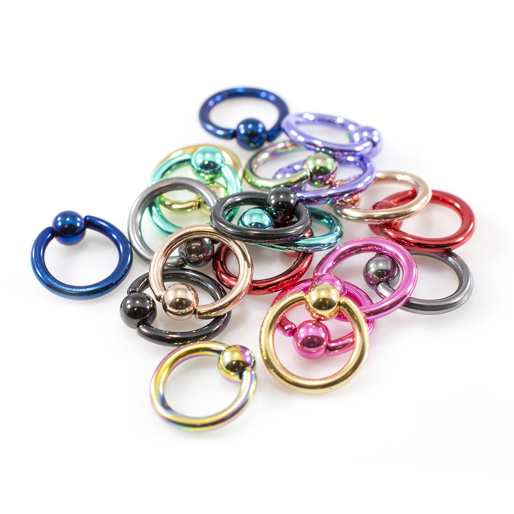 Anodized Titanium 14 Gauge Micro Captive Bead Rings - 10 Pack