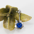 Surgical Steel 14 Gauge Belly Ring with Flower Bud Jewel - photo 4
