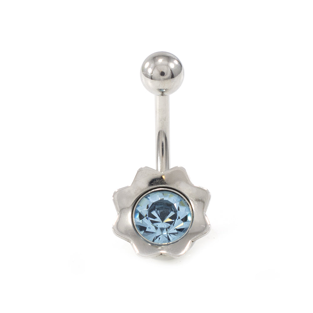 Surgical Steel 14 Gauge Belly Ring with Flower Bud Jewel - photo 5