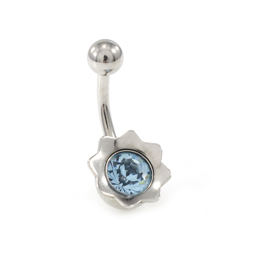 Surgical Steel 14 Gauge Belly Ring with Flower Bud Jewel - photo 6