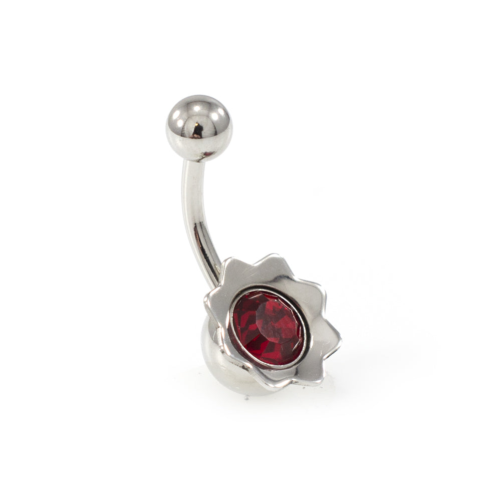 Surgical Steel 14 Gauge Belly Ring with Flower Bud Jewel - photo 7