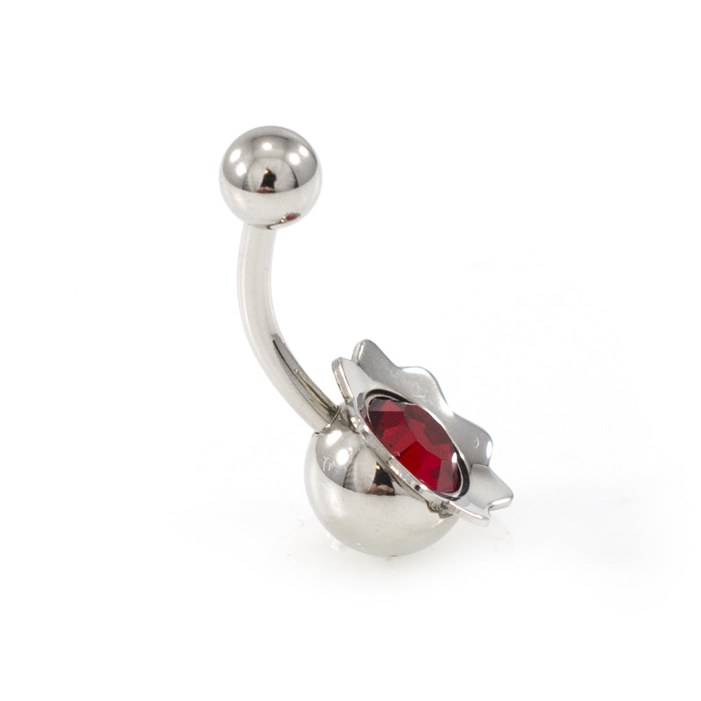 Surgical Steel 14 Gauge Belly Ring with Flower Bud Jewel - photo 8