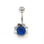 Surgical Steel 14 Gauge Belly Ring with Flower Bud Jewel - photo 9