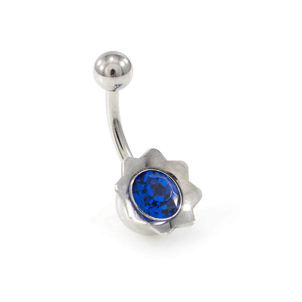 Surgical Steel 14 Gauge Belly Ring with Flower Bud Jewel - photo 10