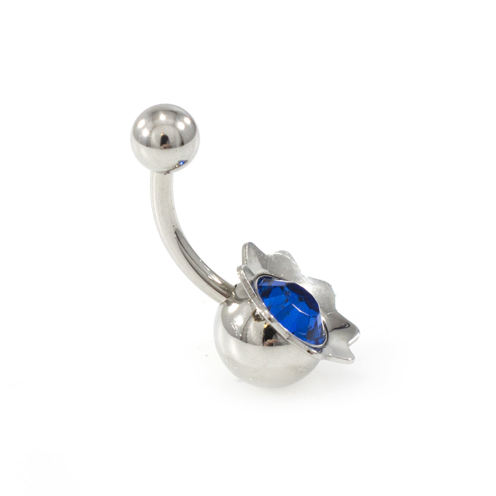 Surgical Steel 14 Gauge Belly Ring with Flower Bud Jewel - photo 11