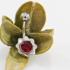 Surgical Steel 14 Gauge Belly Ring with Flower Bud Jewel - photo 13