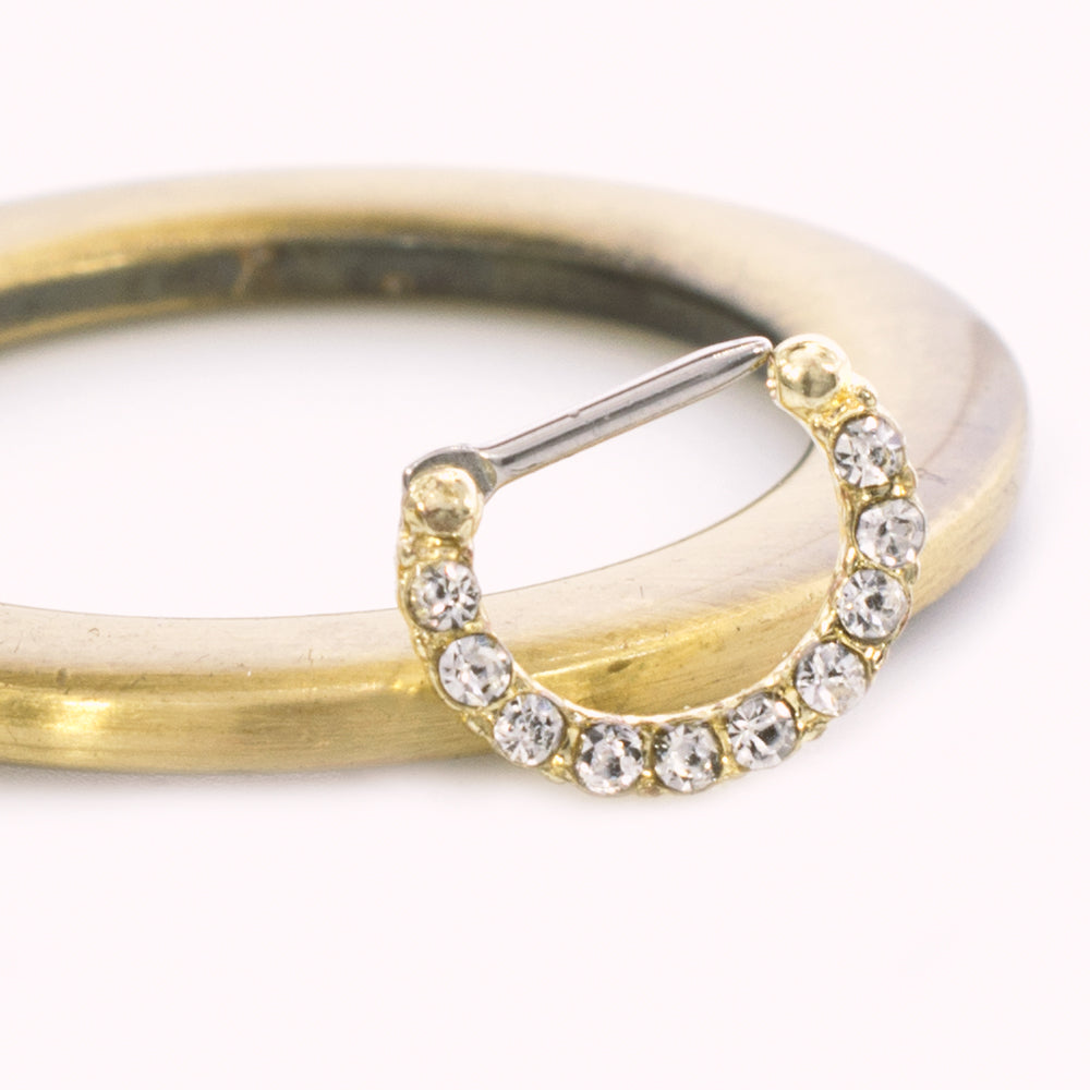 Surgical Steel 16 Gauge Septum Clicker with Multiple Clear CZ Gems - photo 3