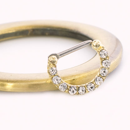 Surgical Steel 16 Gauge Septum Clicker with Multiple Clear CZ Gems - photo 3