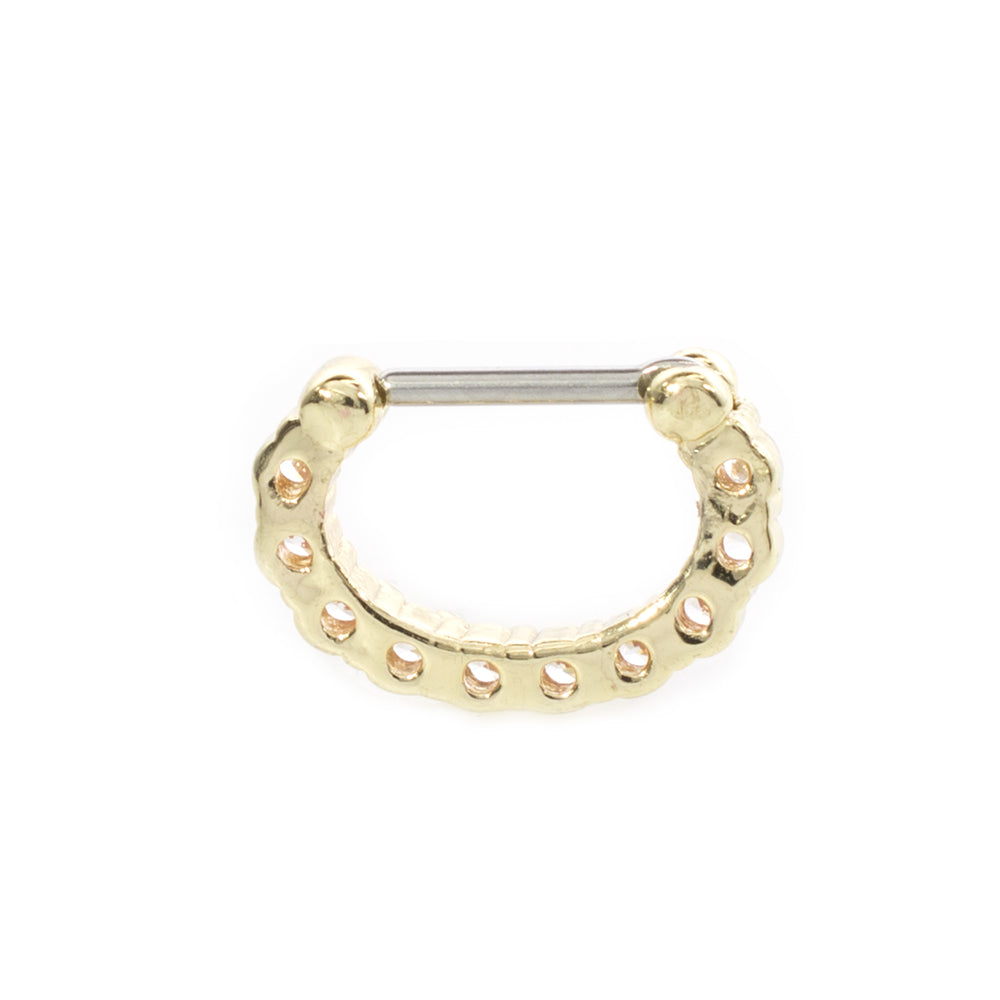 Surgical Steel 16 Gauge Septum Clicker with Multiple Clear CZ Gems - photo 4