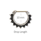Surgical Steel Hinged Septum Clicker Ring 16 Gauge 11 CZ Gems - Kruelty - Photo 2
