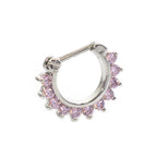 Surgical Steel Hinged Septum Clicker Ring 16 Gauge 11 CZ Gems - Kruelty - Photo 3