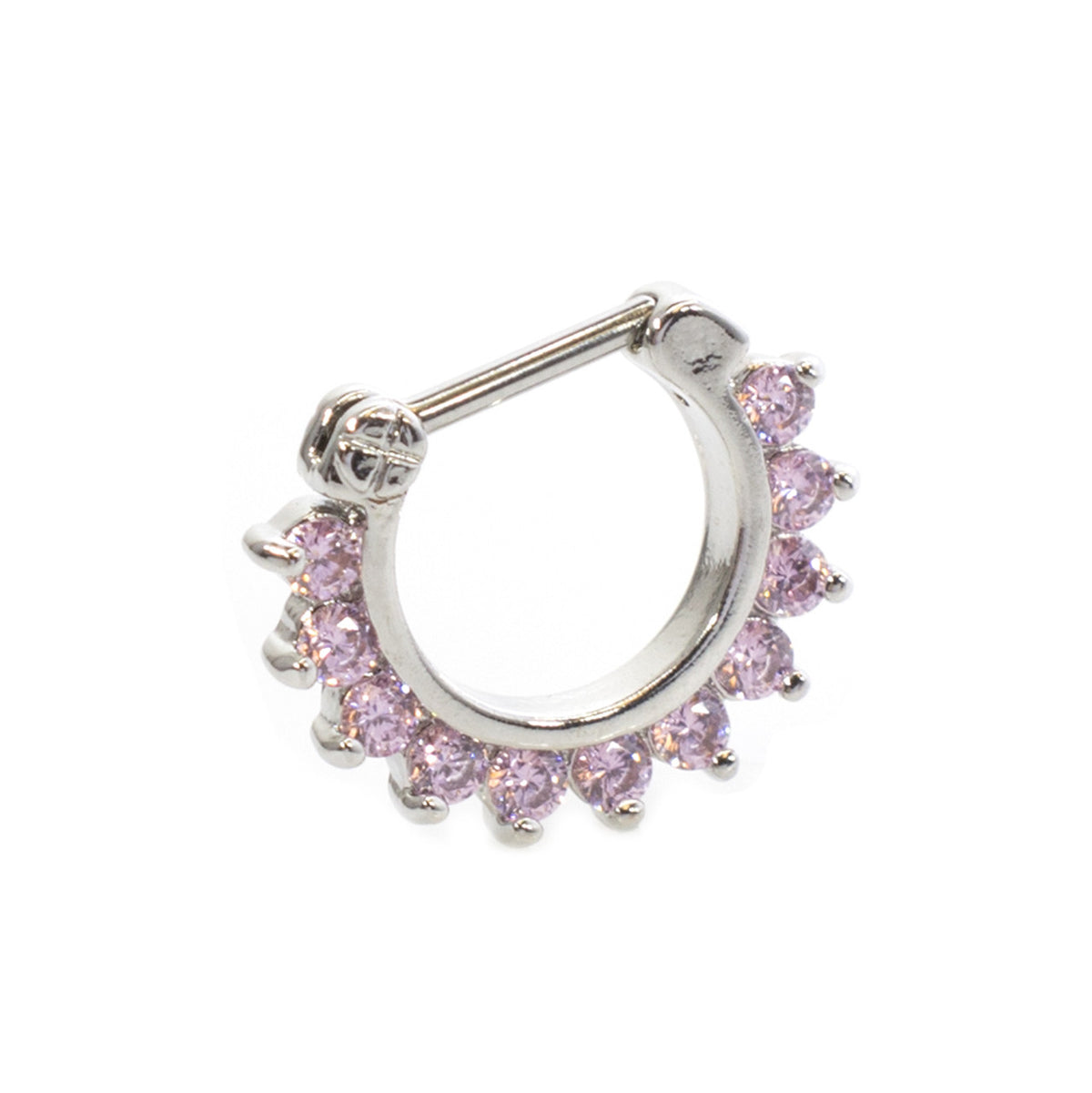 Surgical Steel Hinged Septum Clicker Ring 16 Gauge 11 CZ Gems - Kruelty - Photo 3