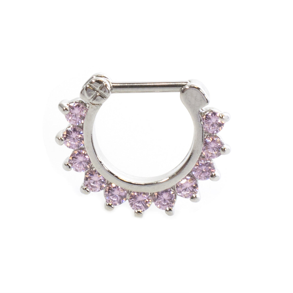 Surgical Steel Hinged Septum Clicker Ring 16 Gauge 11 CZ Gems - Kruelty - Photo 4