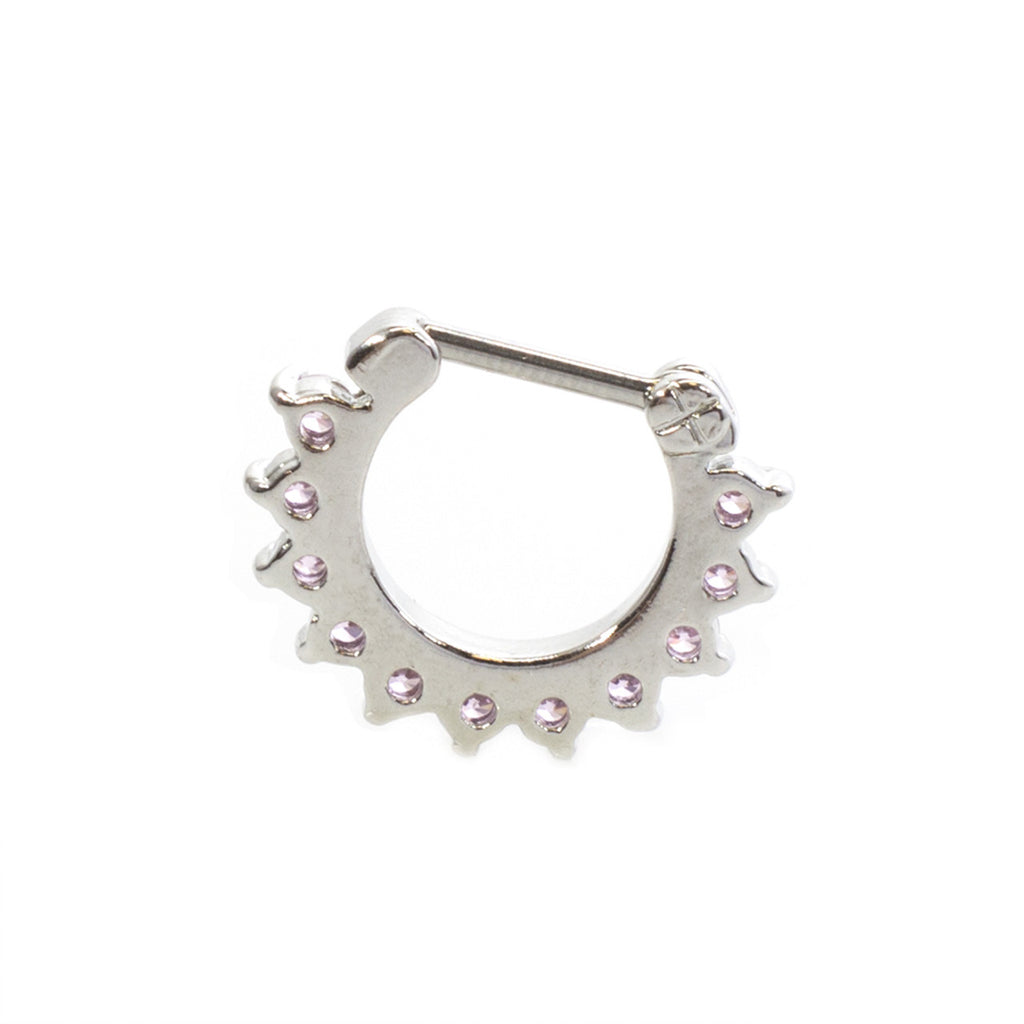 Surgical Steel Hinged Septum Clicker Ring 16 Gauge 11 CZ Gems - Kruelty - Photo 5