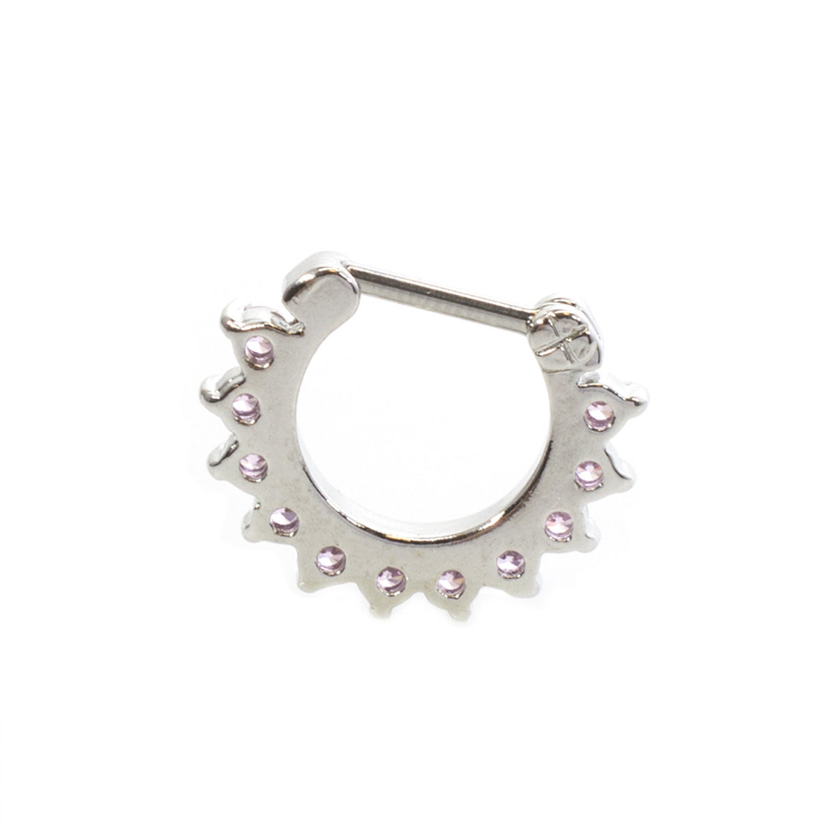 Surgical Steel Hinged Septum Clicker Ring 16 Gauge 11 CZ Gems - Kruelty - Photo 5