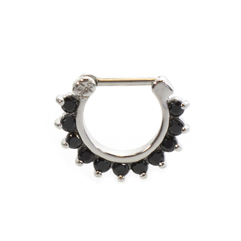 Surgical Steel Hinged Septum Clicker Ring 16 Gauge 11 CZ Gems - Kruelty - Photo 7