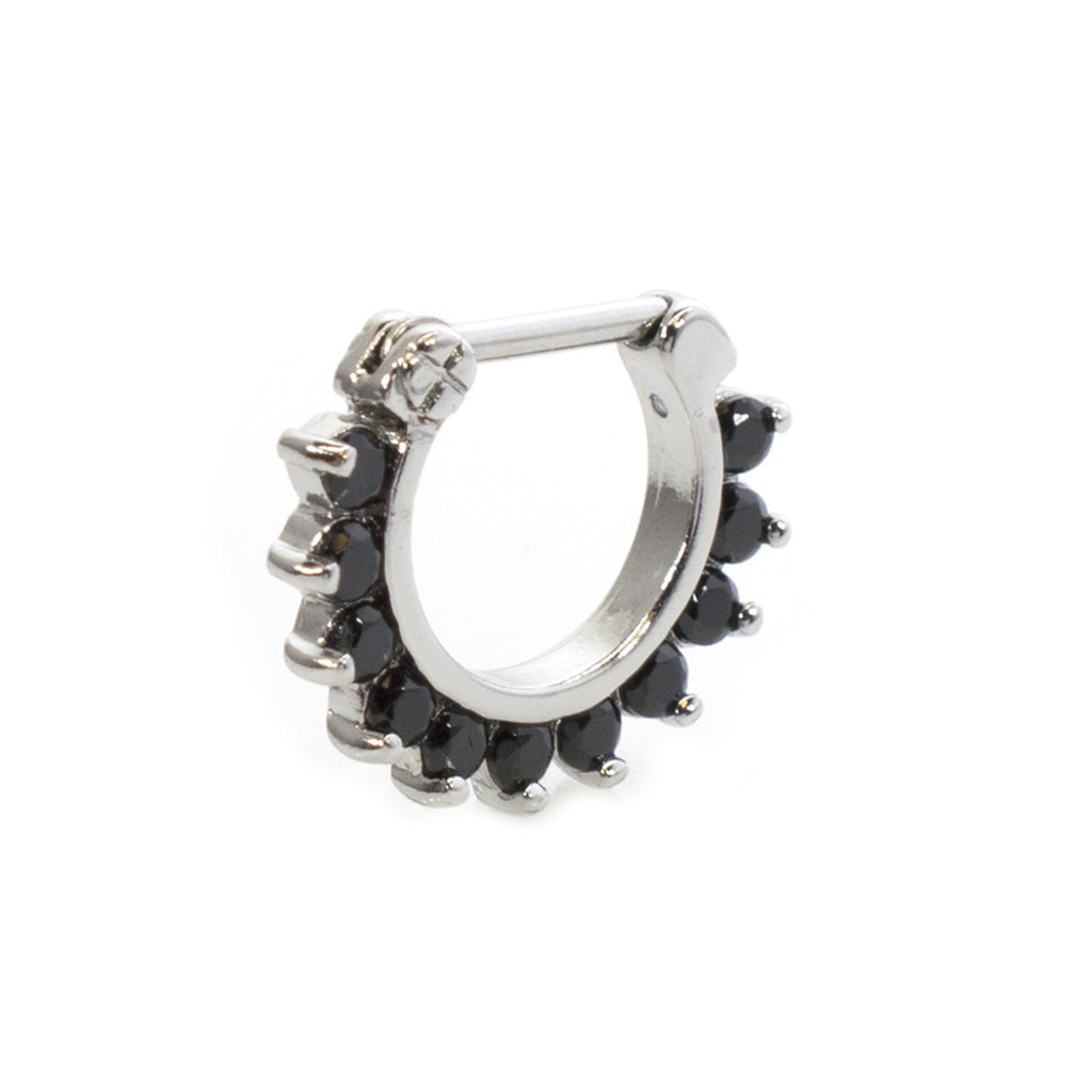 Surgical Steel Hinged Septum Clicker Ring 16 Gauge 11 CZ Gems - Kruelty - Photo 8