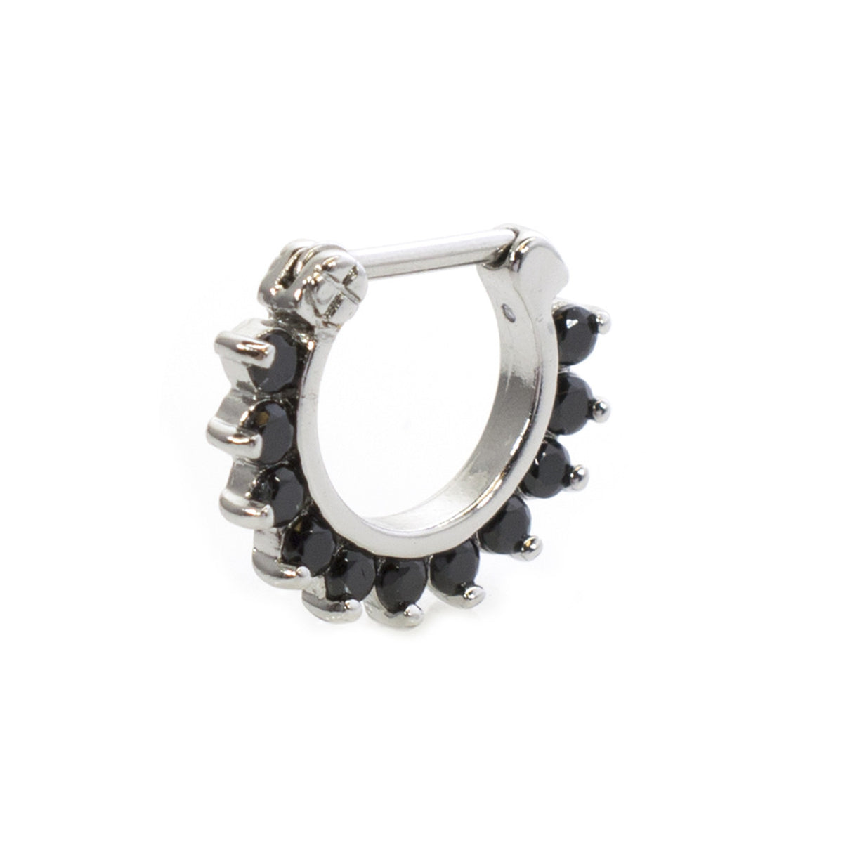 Surgical Steel Hinged Septum Clicker Ring 16 Gauge 11 CZ Gems - Kruelty - Photo 8