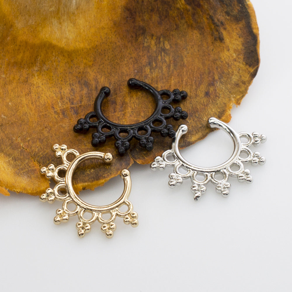 Surgical Steel Non Piercing Septum Hanger with Filigree Design - photo 4