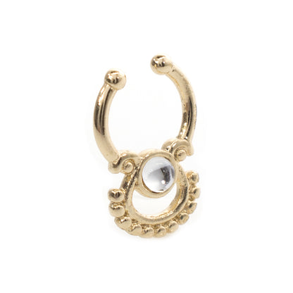Surgical Steel Non Piercing Septum Hanger with Fan Design Clear Gem - photo 3