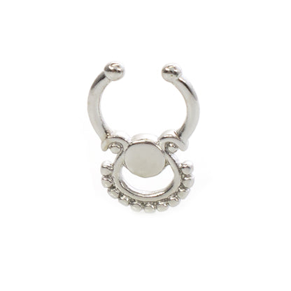 Surgical Steel Non Piercing Septum Hanger with Fan Design Clear Gem - photo 7