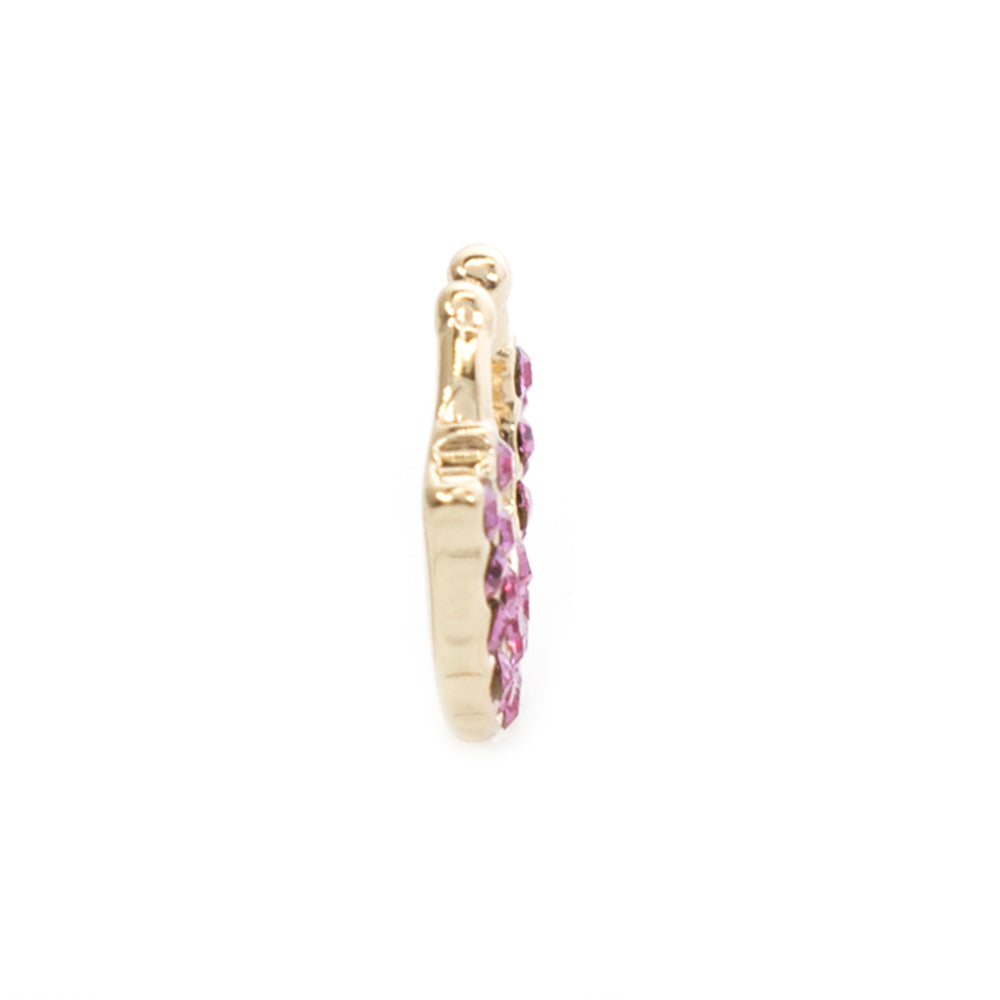 Surgical Steel Non Piercing Septum Hanger Gold Fan with Pink CZ - photo 3