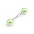 Surgical Steel 14 Gauge Tongue Barbell with Faux Pearl Balls - photo 2