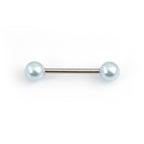 Surgical Steel 14 Gauge Tongue Barbell with Faux Pearl Balls - photo 3