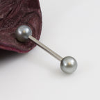 Surgical Steel 14 Gauge Tongue Barbell with Faux Pearl Balls - photo 4