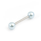 Surgical Steel 14 Gauge Tongue Barbell with Faux Pearl Balls - photo 5