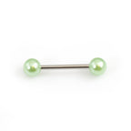 Surgical Steel 14 Gauge Tongue Barbell with Faux Pearl Balls - photo 7