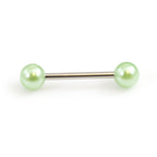 Surgical Steel 14 Gauge Tongue Barbell with Faux Pearl Balls - photo 8