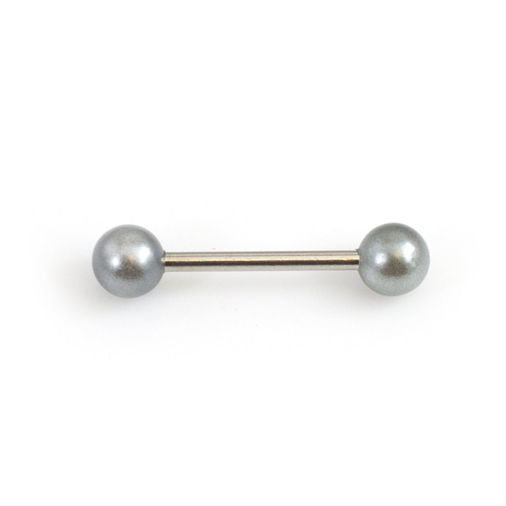 Surgical Steel 14 Gauge Tongue Barbell with Faux Pearl Balls - photo 10