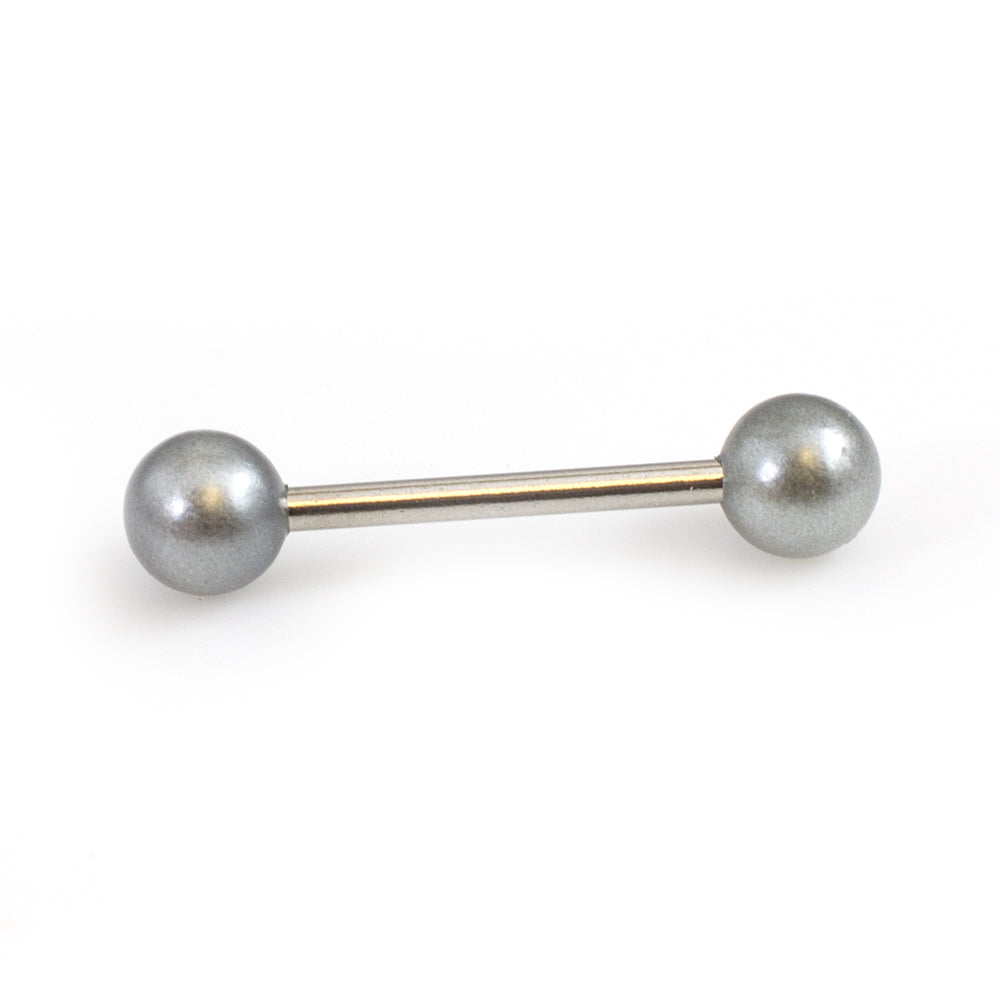 Surgical Steel 14 Gauge Tongue Barbell with Faux Pearl Balls - photo 11
