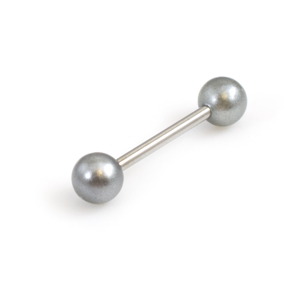 Surgical Steel 14 Gauge Tongue Barbell with Faux Pearl Balls - photo 12